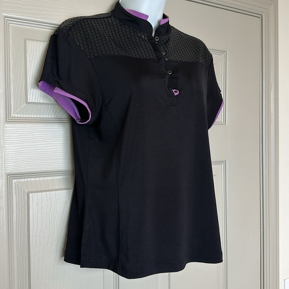 Jamie Sadock Women's Mock Neck Black Cap Sleeve Golf Top Size S - Picture 2 of 8